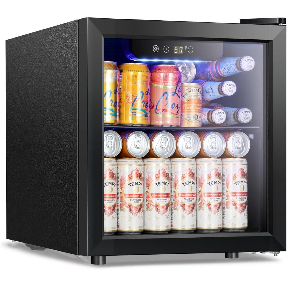 imageKismile 13 Cuft Beverage Refrigerator and Cooler12 Bottle 48 Can Mini Fridge Glass Door Digital Temperature Display for Soda Beer or Wine Small Drink Dispenser Cooler for Home Office BarTransparent