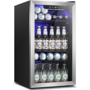 imageKismile 13 Cuft Beverage Refrigerator and Cooler12 Bottle 48 Can Mini Fridge Glass Door Digital Temperature Display for Soda Beer or Wine Small Drink Dispenser Cooler for Home Office BarSilver