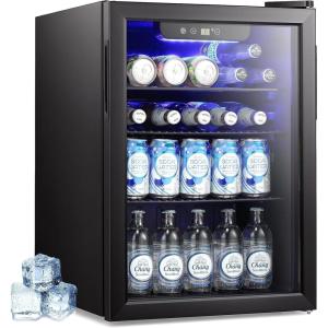 imageKismile 13 Cuft Beverage Refrigerator and Cooler12 Bottle 48 Can Mini Fridge Glass Door Digital Temperature Display for Soda Beer or Wine Small Drink Dispenser Cooler for Home Office BarBlack