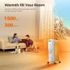 imageKismile 1500W Oil Filled Radiator Heater Portable Electric Heater with 3 Heat Settings Adjustable Thermostat Overheat ampamp TipOver Protection Oil Heaters for Indoor Use Grey