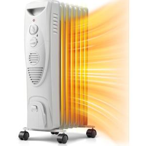 imageKismile 1500W Oil Filled Radiator Heater Portable Electric Heater with 3 Heat Settings Adjustable Thermostat Overheat ampamp TipOver Protection Oil Heaters for Indoor Use Grey