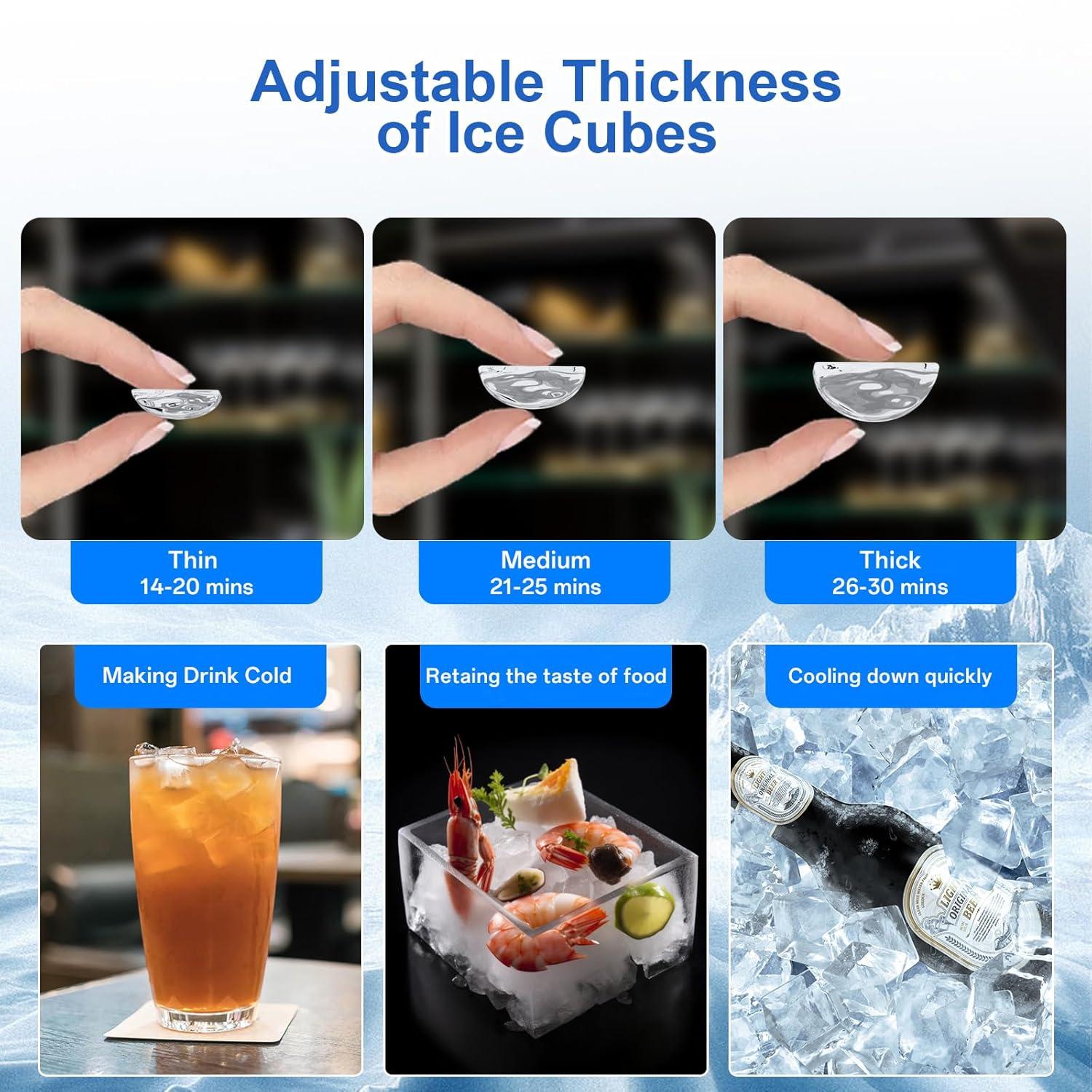 imageKismile Commercial Ice Maker Freestanding Crescent Ice Maker 110lbs24h 30lbs Storage Bin Full Heavy Duty Stainless Steel Construction Ice Maker Machine for Home Bar Coffee Shop Business100lbs24h