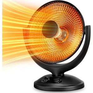 imageKismile Oscillating Parabolic Space Heater with Thermostat and Timer Radiant Dish Heater with TipOver and Overheating Protection For Indoor Use 800wDeep Black