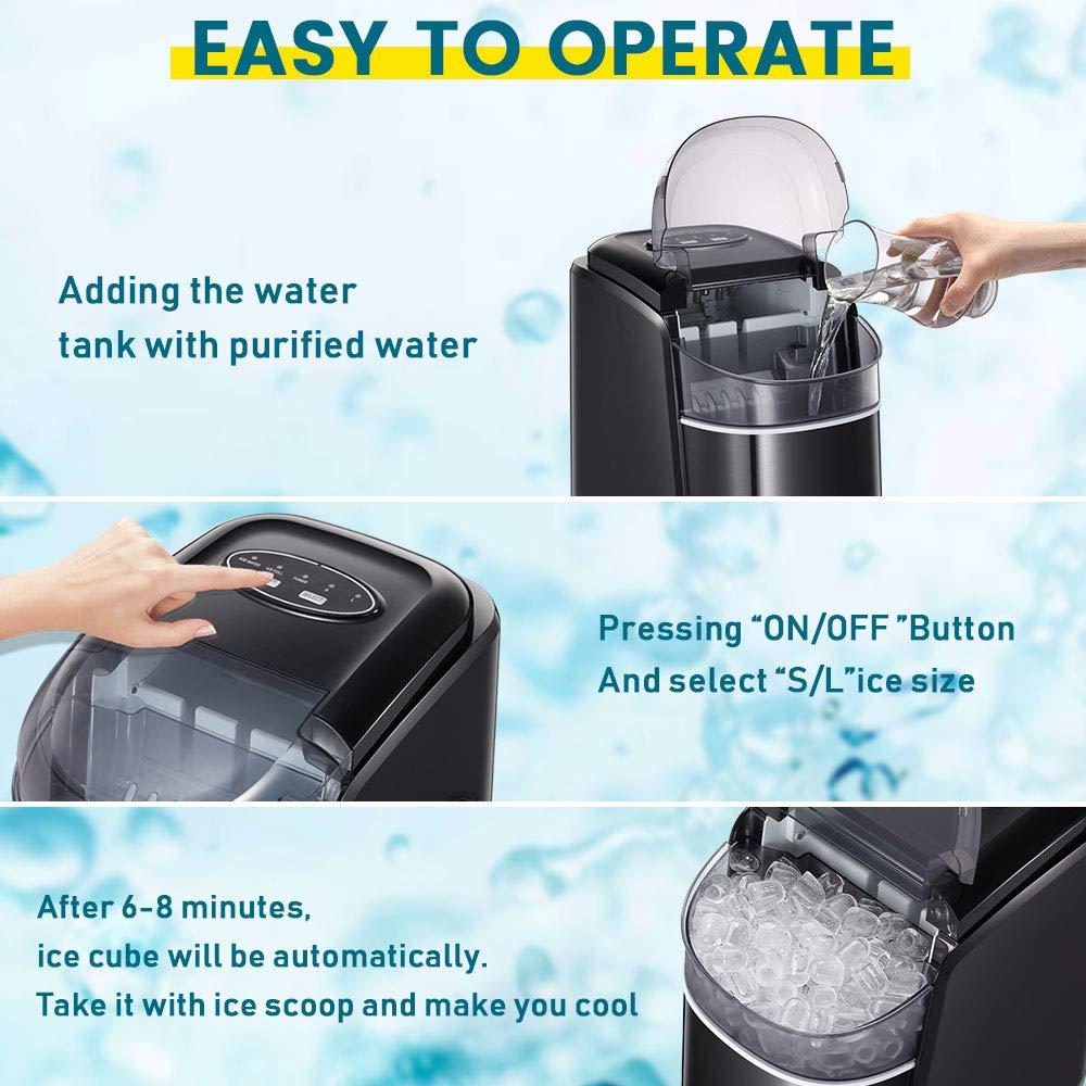 imageKismile Countertop Ice Maker Machine26Lbs24H Compact Automatic Ice Makers9 Cubes Ready in 68 MinutesPortable Ice Cube Maker with SelfCleaning Program