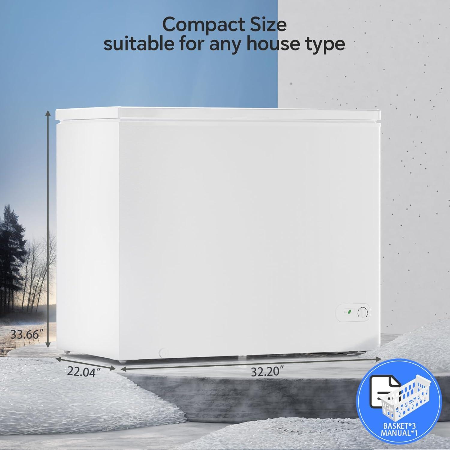 imageKismile 18 Cubic Feet Chest Freezer with Removable Basket Free Standing Top Open Door Compact Freezer with Adjustable Temperature for HomeKitchenOfficeBarWhite