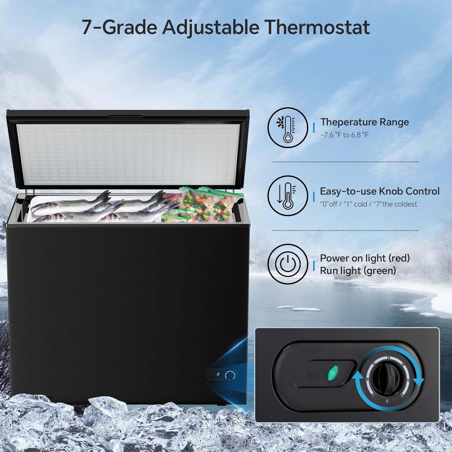 imageKismile 18 Cubic Feet Chest Freezer with Removable Basket Free Standing Top Open Door Compact Freezer with Adjustable Temperature for HomeKitchenOfficeBarBlack