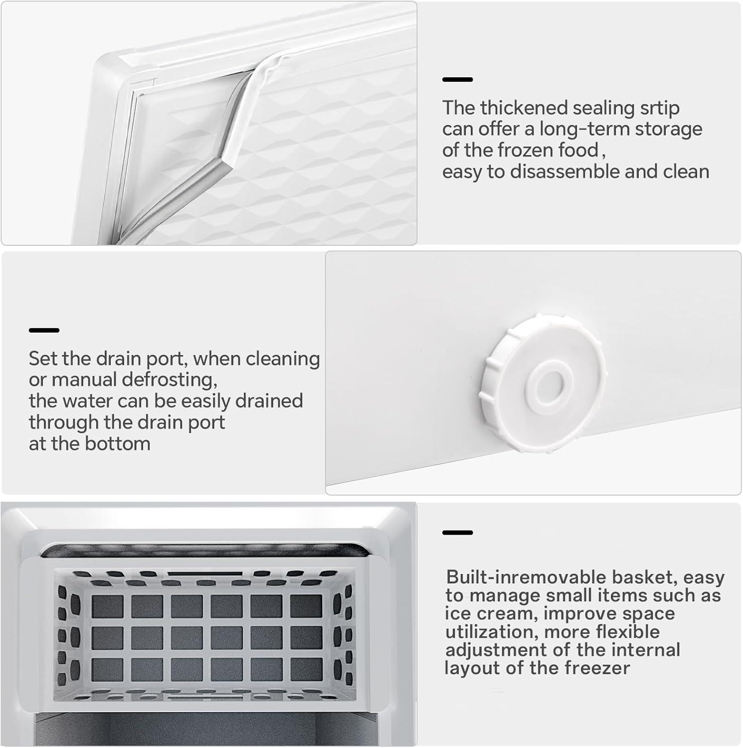 imageKismile 18 Cubic Feet Chest Freezer with Removable Basket Free Standing Top Open Door Compact Freezer with Adjustable Temperature for HomeKitchenOfficeBarWhite