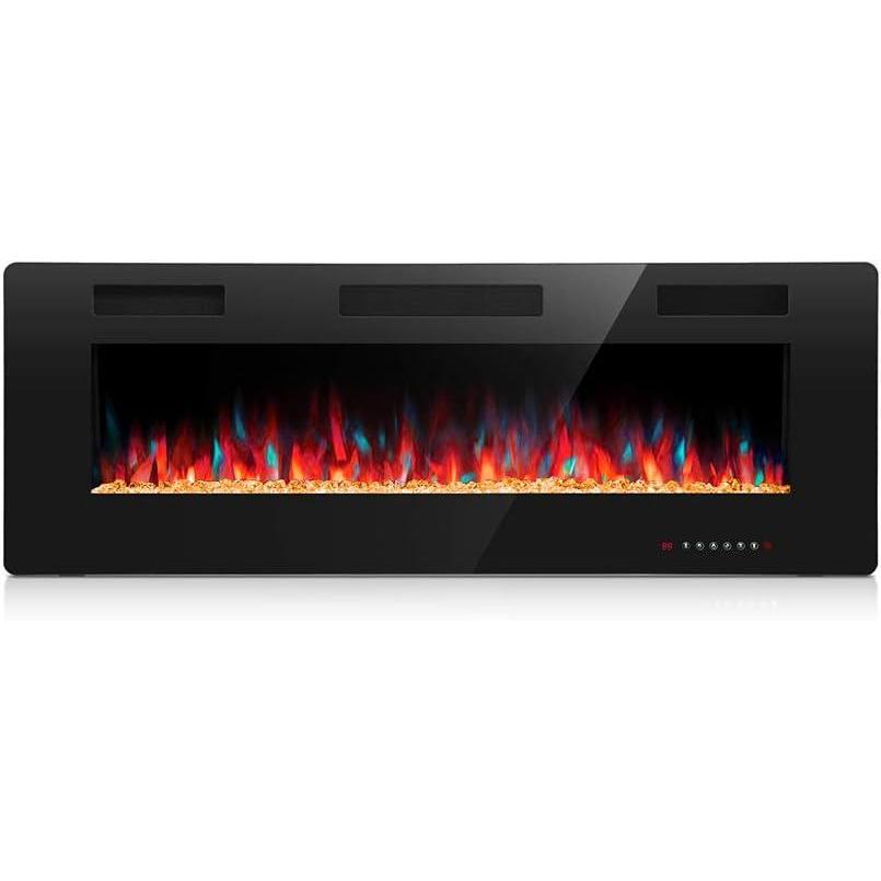 imageKismile 50quot Electric Fireplace Recessed and Wall MountedLow noise Fireplace Heater Fit for 2 x 4 and 2 x 6 StudAdjustable Flame Color and Speed with TimerTouch ScreenRemote Control7501500W 50quot