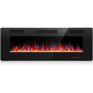 imageKismile 50quot Electric Fireplace Recessed and Wall MountedLow noise Fireplace Heater Fit for 2 x 4 and 2 x 6 StudAdjustable Flame Color and Speed with TimerTouch ScreenRemote Control7501500W 50quot