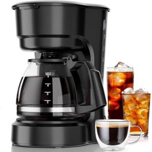 imageKismile Compact Coffee Maker with LED Display Small Drip Coffee Machine with AntiDrip System Timer Auto ShutOff DryBoil Protection Removable Funnel Ideal for Home ampamp Office BlackBlack