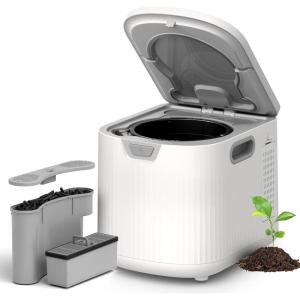 imageKismile Electric Composter for Kitchen 25L Smart Countertop Compost Bin with LED Timer Display OdorlessAutoClean Indoor Compost Bin Durable Material White25L