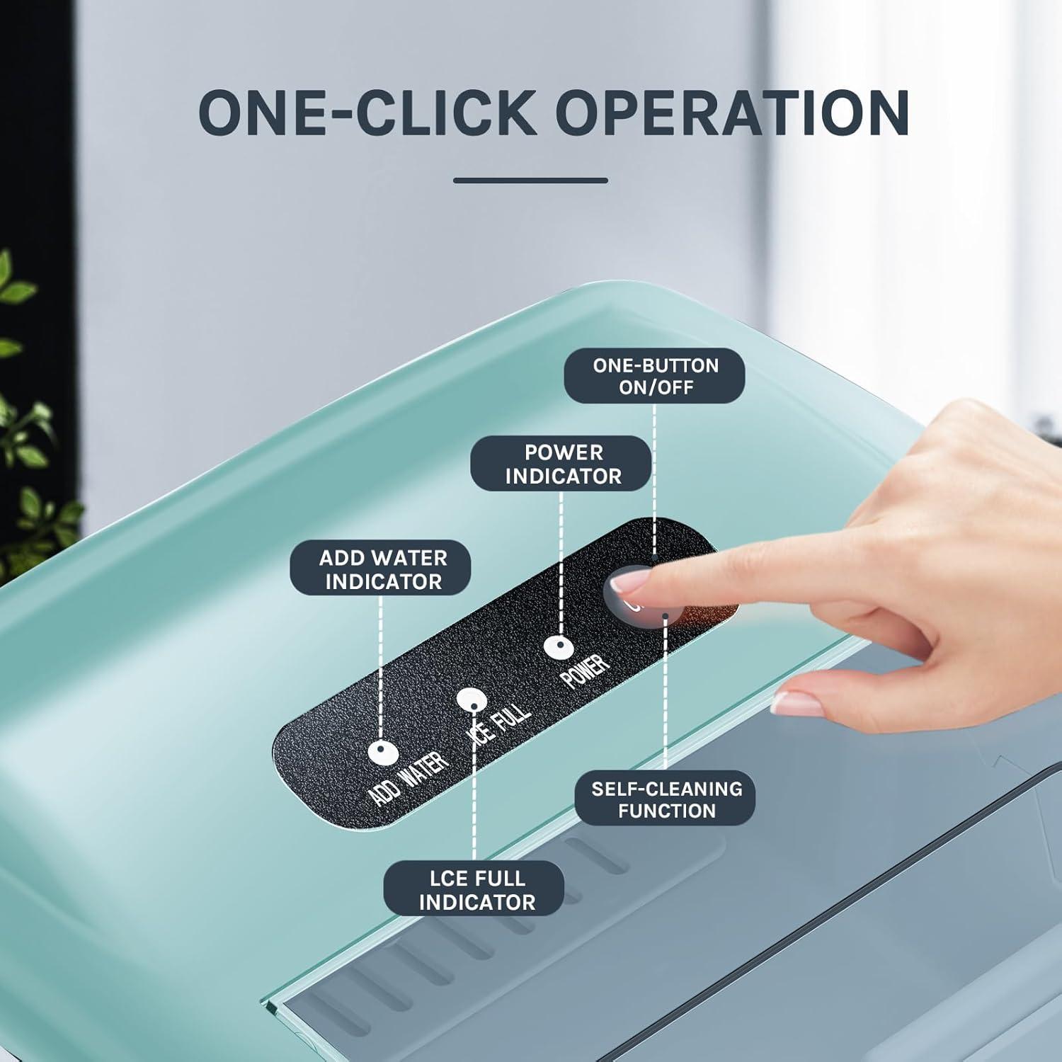 imageKismile Ice Makers Countertop with Carry Handle26LbsDay9 Cubes in 6 MinsSelfCleaning Ice Machine for HomeOfficeKitchen Green