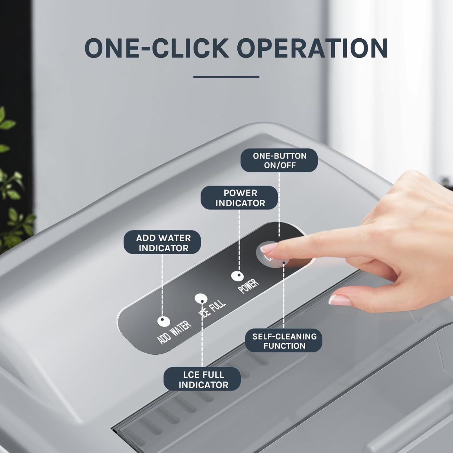 imageKismile Ice Makers Countertop with Carry Handle26LbsDay9 Cubes in 6 MinsSelfCleaning Ice Maker Machine for HomeGrey