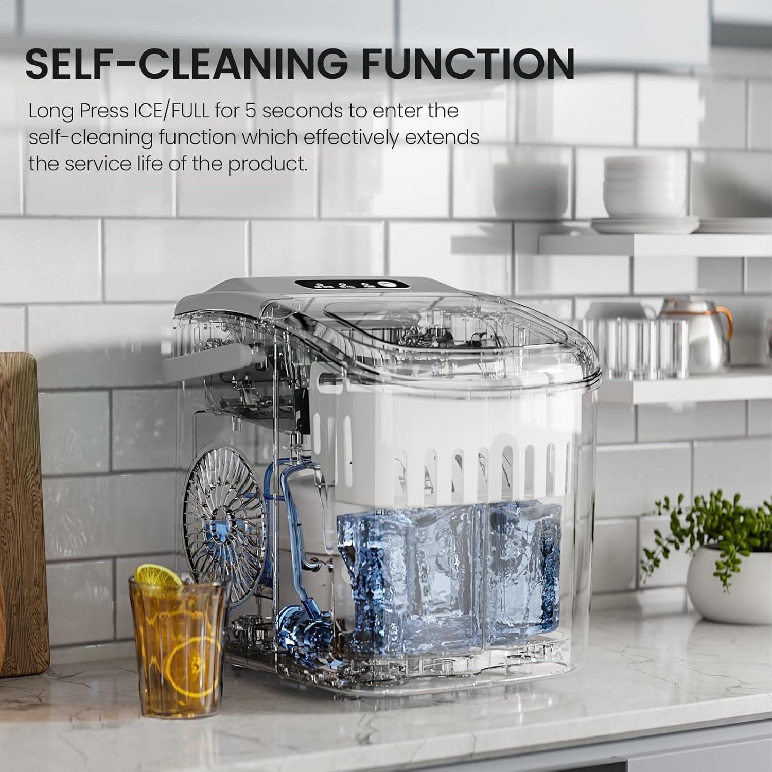 imageKismile Ice Makers Countertop with Carry Handle26LbsDay9 Cubes in 6 MinsSelfCleaning Ice Maker Machine for HomeGrey