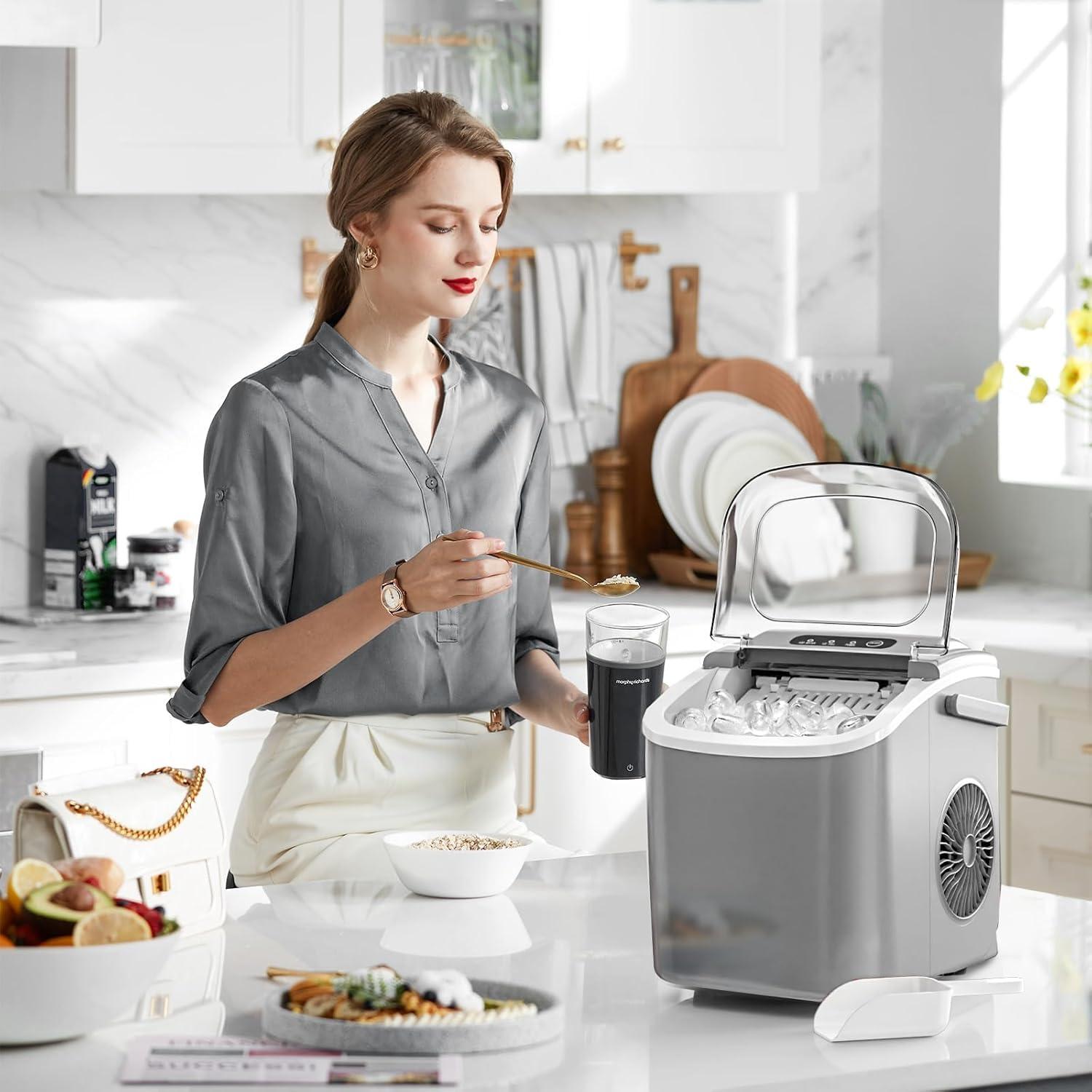 imageKismile Ice Makers Countertop with Carry Handle26LbsDay9 Cubes in 6 MinsSelfCleaning Ice Maker Machine for HomeGrey