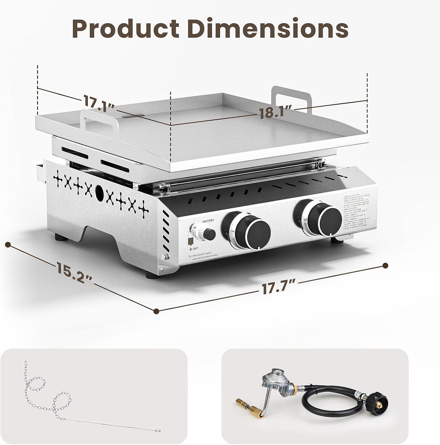 imageKismile 4Burner Gas Grill BuiltIn ampamp Countertop DualUse BBQ Grill  32000BTU High Power Propane Grill Full SUS304 Stainless Steel  620  410mm Large Grilling Area FrontDrawer Grease Tray2 Burner