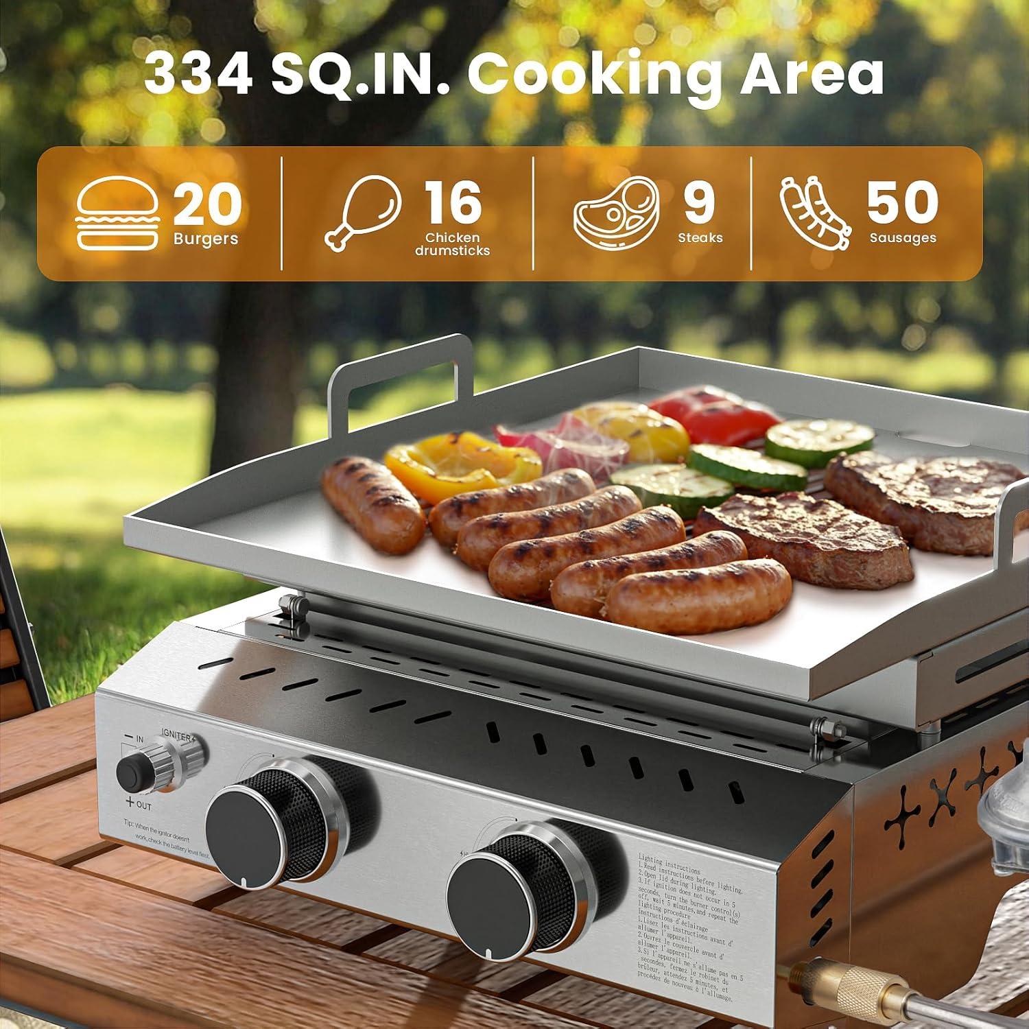 imageKismile 4Burner Gas Grill BuiltIn ampamp Countertop DualUse BBQ Grill  32000BTU High Power Propane Grill Full SUS304 Stainless Steel  620  410mm Large Grilling Area FrontDrawer Grease Tray2 Burner
