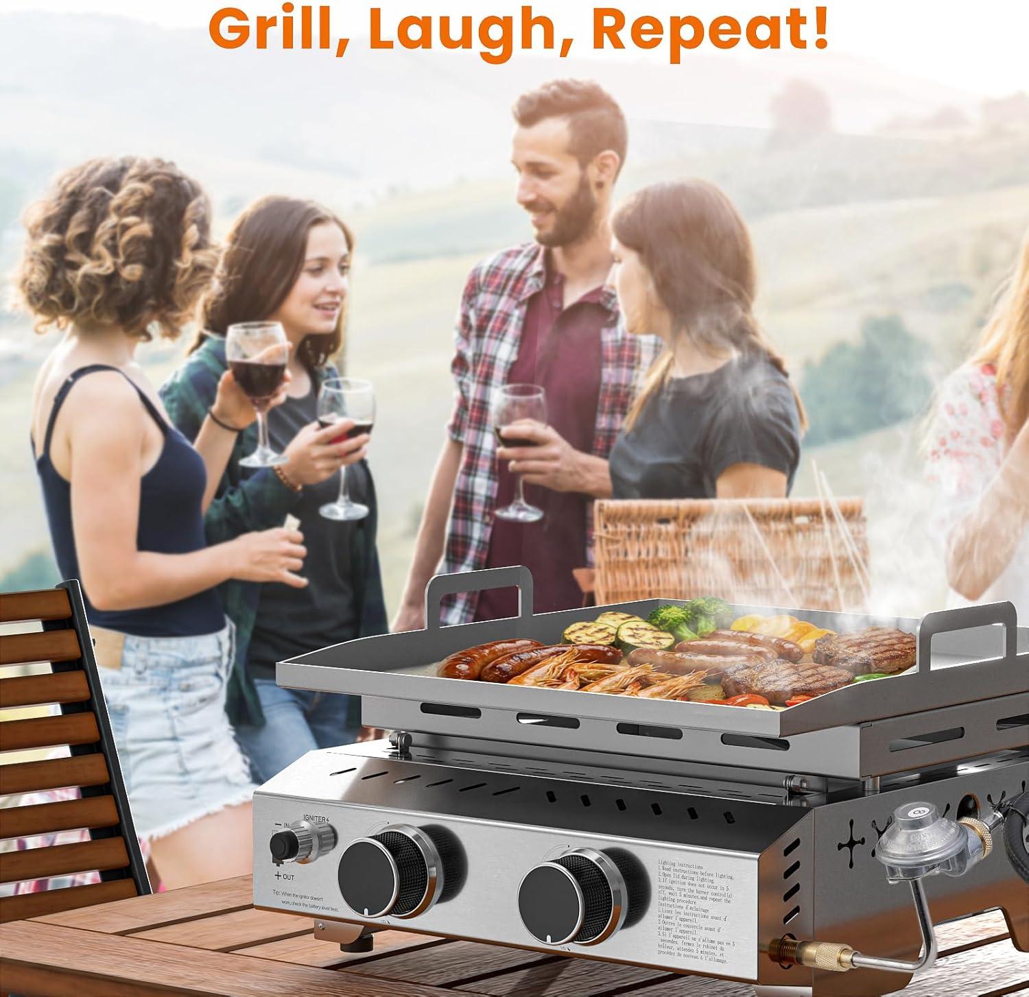 imageKismile 4Burner Gas Grill BuiltIn ampamp Countertop DualUse BBQ Grill  32000BTU High Power Propane Grill Full SUS304 Stainless Steel  620  410mm Large Grilling Area FrontDrawer Grease Tray2 Burner