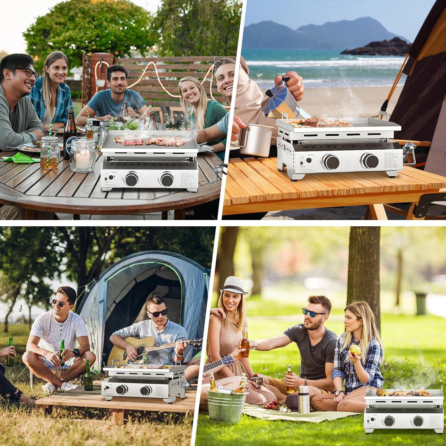 imageKismile 4Burner Gas Grill BuiltIn ampamp Countertop DualUse BBQ Grill  32000BTU High Power Propane Grill Full SUS304 Stainless Steel  620  410mm Large Grilling Area FrontDrawer Grease Tray2 Burner