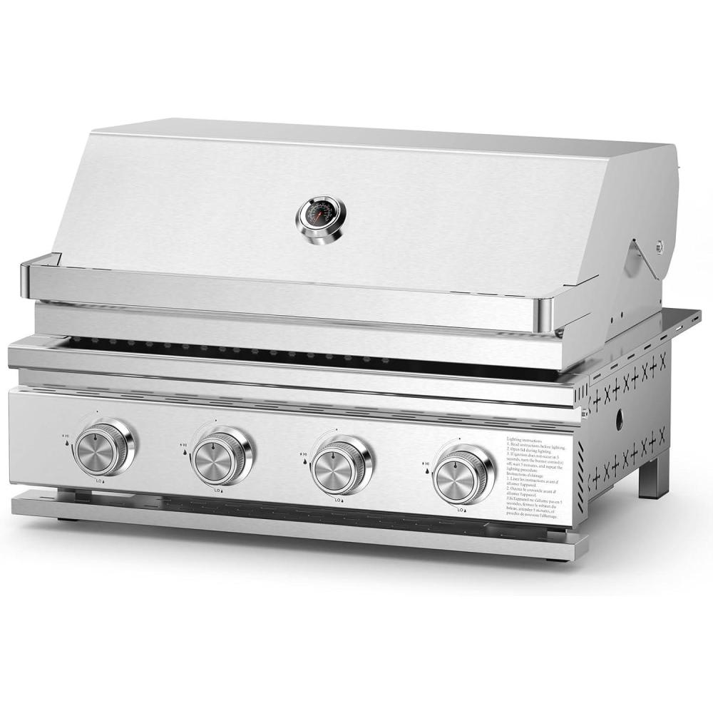 imageKismile 4Burner Gas Grill BuiltIn ampamp Countertop DualUse BBQ Grill  32000BTU High Power Propane Grill Full SUS304 Stainless Steel  620  410mm Large Grilling Area FrontDrawer Grease Tray4 Burner