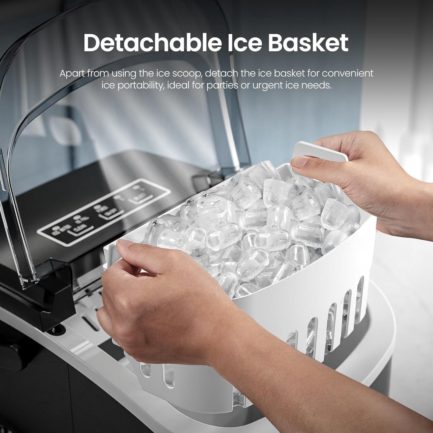 imageKismile Ice Makers Countertop with Handle9 Cubes in 6 Mins26Lbs24HPortable Ice Machine with SelfCleaning for HomeGreyBLACK