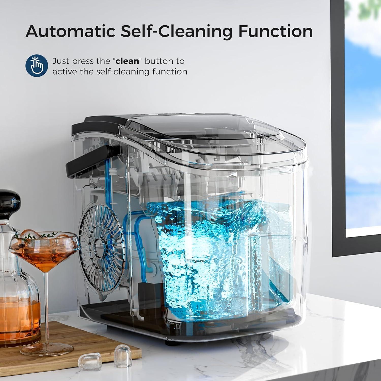 imageKismile Ice Makers Countertop with Handle9 Cubes in 6 Mins26Lbs24HPortable Ice Machine with SelfCleaning for HomeGreyBLACK