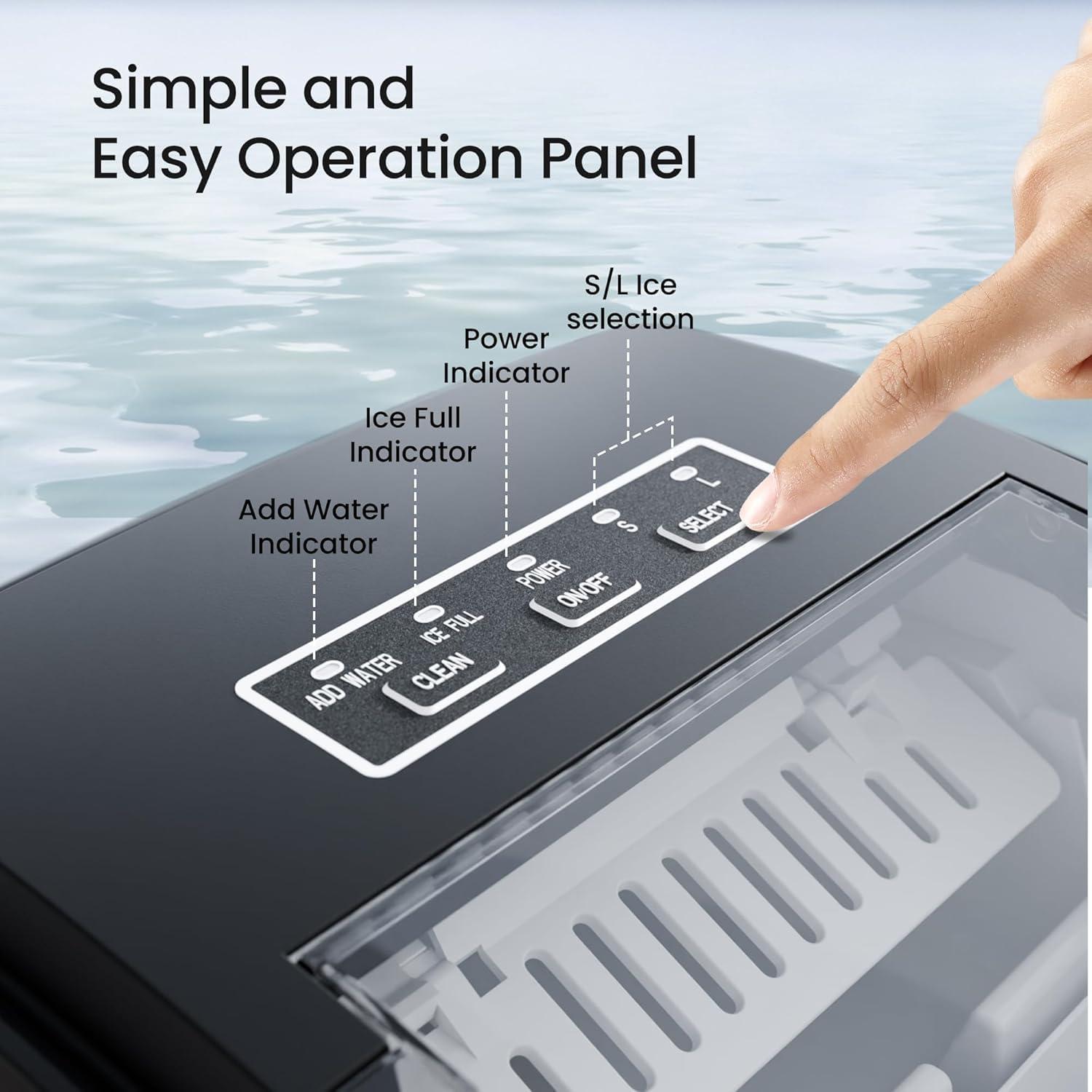 imageKismile Ice Makers Countertop with Handle9 Cubes in 6 Mins26Lbs24HPortable Ice Machine with SelfCleaning for HomeGreyBLACK