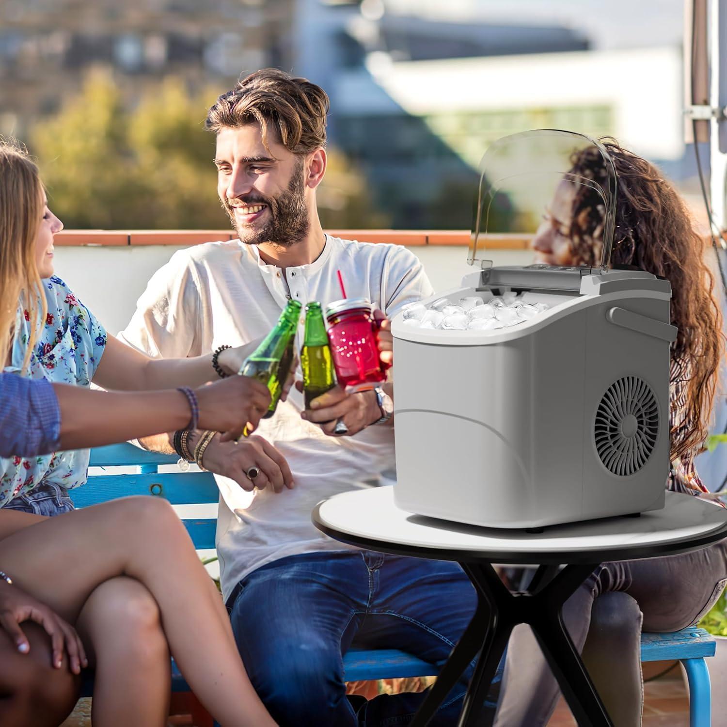 imageKismile Ice Makers Countertop with Handle9 Cubes in 6 Mins26Lbs24HPortable Ice Machine with SelfCleaning for HomeGreyGREY