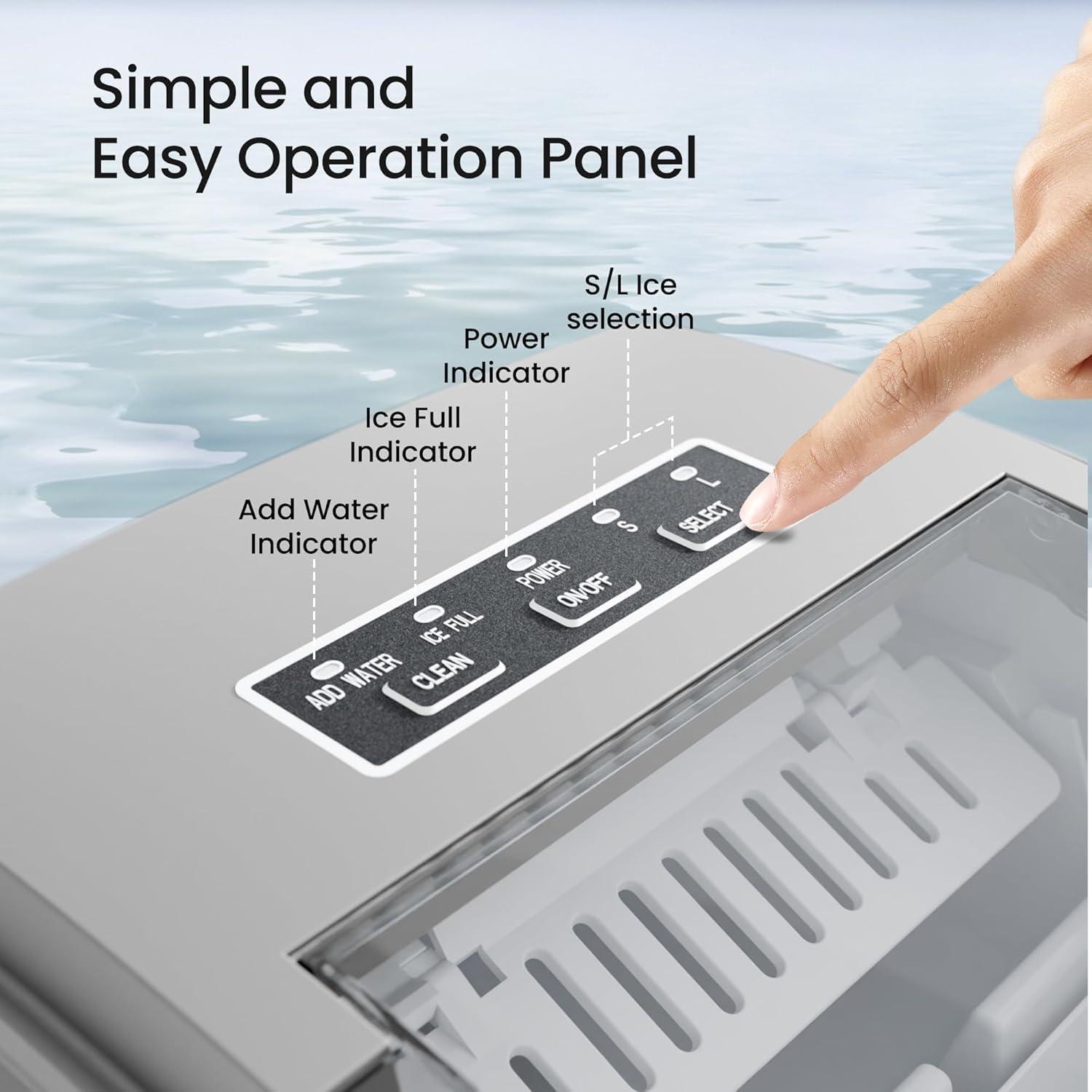 imageKismile Ice Makers Countertop with Handle9 Cubes in 6 Mins26Lbs24HPortable Ice Machine with SelfCleaning for HomeGreyGREY