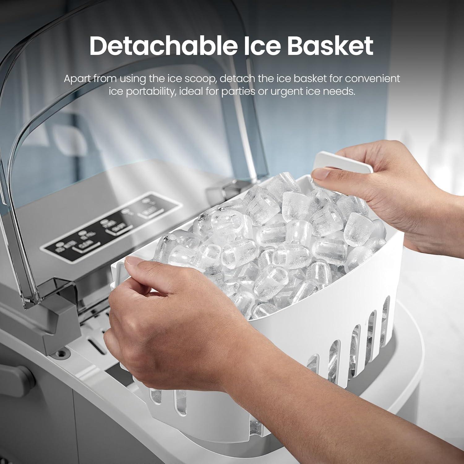 imageKismile Ice Makers Countertop with Handle9 Cubes in 6 Mins26Lbs24HPortable Ice Machine with SelfCleaning for HomeGreyGREY