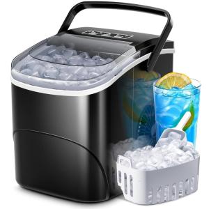 imageKismile Ice Makers Countertop with Handle9 Cubes in 6 Mins26Lbs24HPortable Ice Machine with SelfCleaning for HomeGreyBLACK