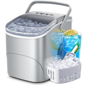 imageKismile Ice Makers Countertop with Handle9 Cubes in 6 Mins26Lbs24HPortable Ice Machine with SelfCleaning for HomeGreyGREY