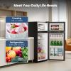 imageKismile 45 CuFt Mini Fridge with Freezer Compact Mini Refrigerator with Adjustable Removable Glass ShelvesSmall Fridge with 2 Doors for HomeKitchenDormApartmenWhiteBlack