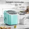 imageKismile Countertop Ice Maker with Handle 26LbsDay 9 Ice Cubes in 6 Mins SelfCleaning Portable Ice Machine for Home Kitchen ampamp Office BlackGreen