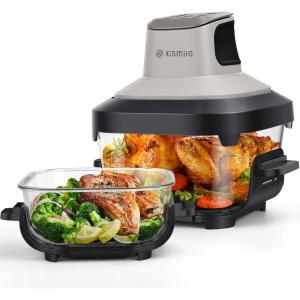 imageKismile 4in1 Portable Glass Air Fryer 1550W Rapid ampamp Precise Heat Air Fryer Cooking System 45QT ampamp 18QT Glass AirFryer Containers with Storage Lids Easy Meals MicrowaveFreezer ampamp Dishwasher Safe
