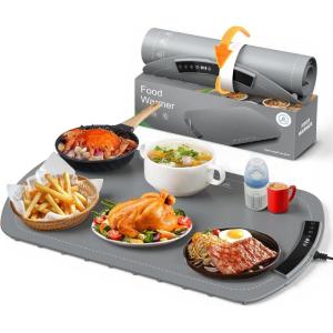 imageKismile Food Warming Mat Electric Warming Tray with 7 Temperature Settings and 5 Hours TimerRapid Full Surface Heating in 10s Kids Lock Portable Food Warmers for Parties BuffetWhiteGray