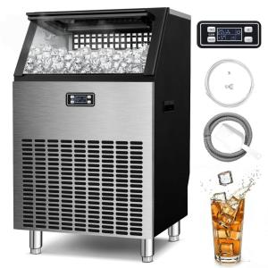 imageKismile Commercial Ice Maker 200 lbs24 Hour Freestanding Nugget Ice Maker 55 lbs Storage Bin Complete Heavy Duty Stainless Steel Construction Home Bar Coffee Shop Ice Maker Machine265Lbs24H