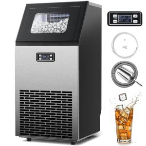 imageKismile Commercial Ice Maker 200 lbs24 Hour Freestanding Nugget Ice Maker 55 lbs Storage Bin Complete Heavy Duty Stainless Steel Construction Home Bar Coffee Shop Ice Maker Machine100Lbs24H