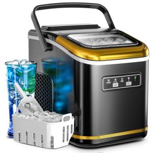 imageKismile Countertop Ice Maker 28lbs24H Portable Ice Machine with Handle 6 Mins9 Pcs Bullet Ice Cubes SelfCleaning Ice Basket ampamp Scoop Ideal for Home Kitchen Bar or RVBlackBlack