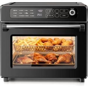 imageKismile 25QT Air Fryer Toaster Oven Combo 12in1 Large Countertop Convection Airfryer Oven 70450 Bake Roast Reheat Broil Fits 12 Pizza Includes Full Accessories Stainless SteelSilverBlack