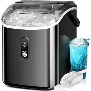 imageKismile Nugget Ice Makers Countertop35Lbs24HPortable Sonic Ice Machine with SelfCleaningOneClick Operation for HomeOfficeStainless Steels BlackStainless Steels Black